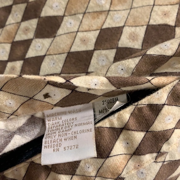 Perry Ellis Button Down Long Sleeve Shirt, Tan, Brown and Cream color - Picture 7 of 8